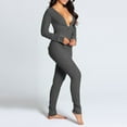 thumbnail image 3 of Women Christmas One Piece Butt Flap Jumpsuits Pajamas V-Neck Onesie Romper Front Functional Buttoned Flap Overalls, 3 of 5