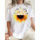 thumbnail image 1 of Camiseta informal de cuello redondo para mujer con estampado de girasoles "Suck It Up Buttercup", tejido de punto de algodón, elasticidad media, comodidad para todo el año, manga corta a la moda, cami, 1 of 6