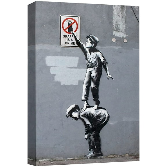 wall26 Canvas Print Wall Art Banksy British Artist 1800s Kids Graffiti is a Crime Graffiti & Street Art Urban Illustrations Modern Art Scenic for Living Room, Bedroom, Office - 32"x48"