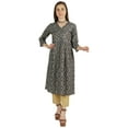 thumbnail image 1 of Moomaya Kurti Ligne A en Rayonne à Manches 3/4 Tunique Imprimée en Rayonne Robe Kurta Ethnique pour Femmes, 1 of 7