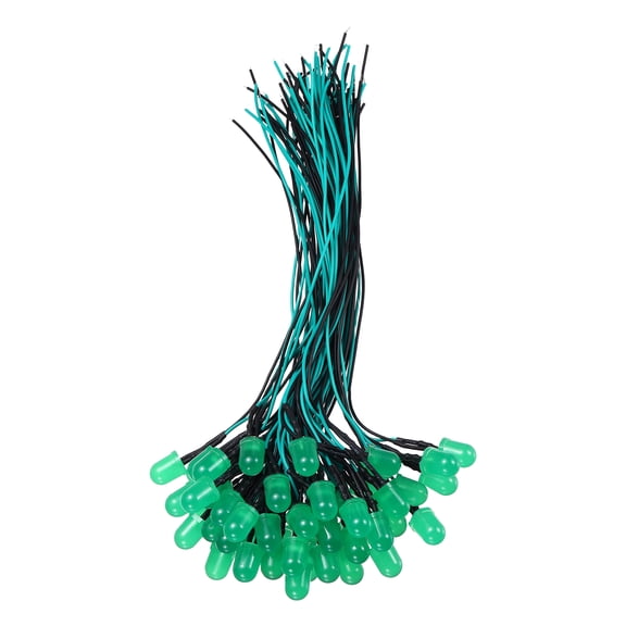 50pcs 10mm LED Diode Lights, Emerald Green Round Transparent DC 12V