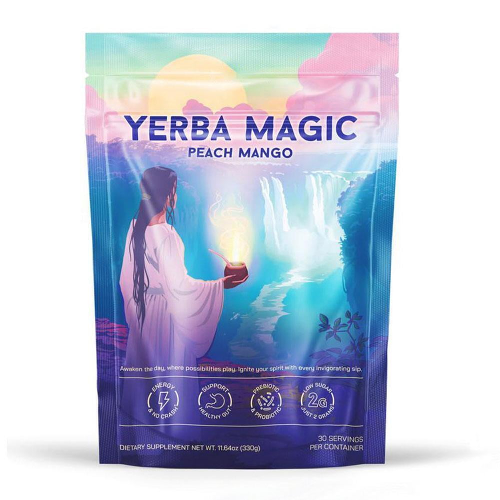 LUNAVA Yerba Mate Instant Tea  Peach Mango, With Lion's Mane & Probiotics,  30 Servings Yerba Magic For Weight Loss