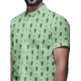 thumbnail image 4 of BESTMAN Short Sleeve Mandarin Collar Shirts For Men Cotton Button Down Shirt, 4 of 5