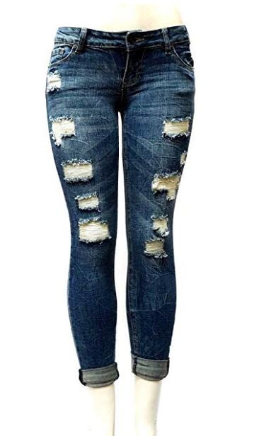cheap blue ripped jeans