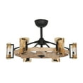thumbnail image 3 of Parrot Uncle 34" Modern 6-light Chandelier LED Ceiling Fan with Remote - 34-in Wood Grain Brushed, 3 of 5