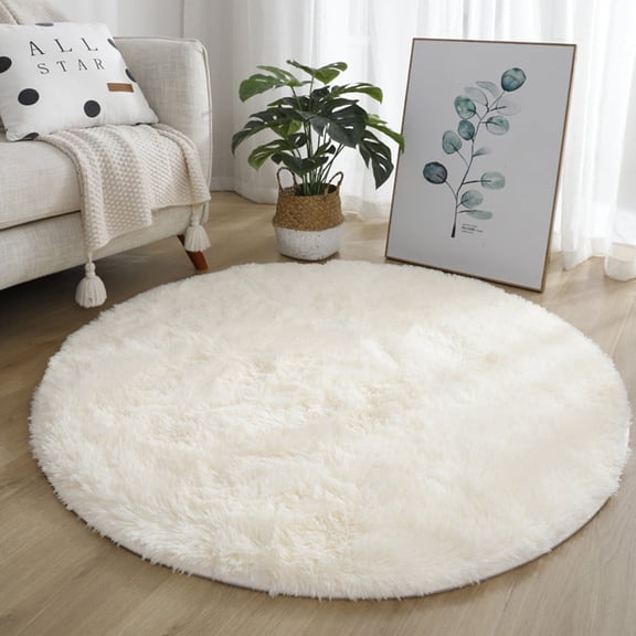 SENLLEO Fule Anti-Slip Fluffy Rugs, Large Shaggy Rug Super Soft Mat Living Room Bedroom Carpet, White 15.75inch