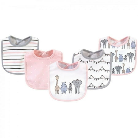 UPC: 0660168562545 | Hudson Baby Infant Girl Cotton Bibs 5pk  Pink Safari  One Size