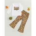 thumbnail image 2 of Bagilaanoe 2Pcs Toddler Baby Girl Halloween Outfits Long Sleeve T-Shirts Tops + Leopard Flare Trousers 12M 18M 24M 3T 4T 5T Kids Long Pants Set, 2 of 8