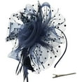 thumbnail image 5 of Elegant Faux Feather Mesh Fascinator Hat with Flower Embellishments.（crimson）, 5 of 5