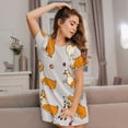 thumbnail image 6 of Women Nightgowns Nightshirts Short Sleeve Sleepshirts Sleepwear Sleepdress, Cute Dogs Welsh Corgi, 6 of 7