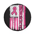 thumbnail image 2 of DouZhe Waterproof Spare Tire Cover, Pink Usa Flag Breast Cancer Awareness Prints Adjustable Wheel Covers Fit for Jeep Trailer RV SUV Car, 14 inch, 2 of 7