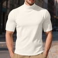 thumbnail image 2 of NOLDARES Mens T-Shirt Casual Cotton Stretch Solid Crewneck high neck Short Sleeve Tees Shirts Streetwear(White,XS), 2 of 6