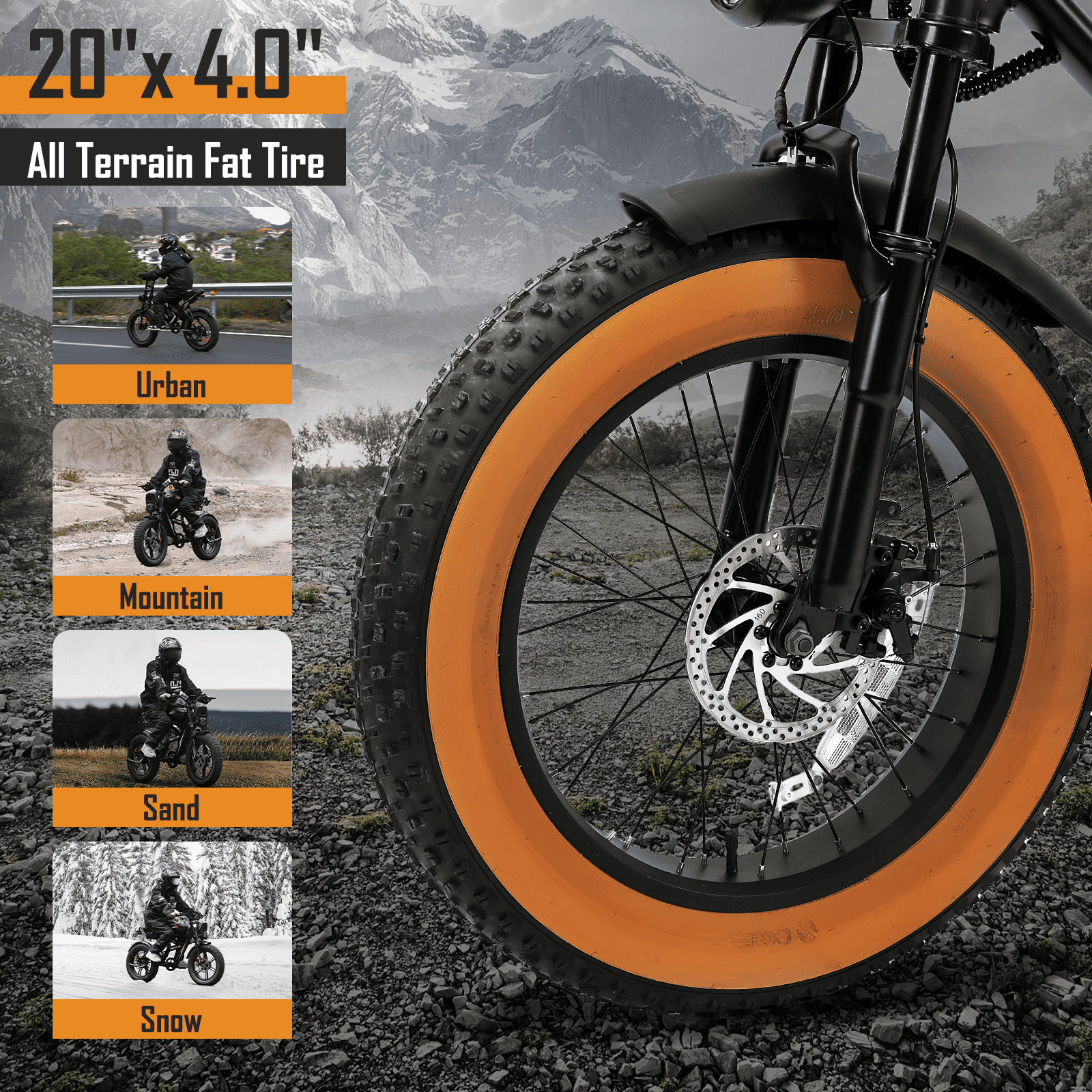 EGGKING Electric Bike for Adults,1000W 31MPH Moutain Ebike,48V 17.5AH Removable Battery 20" Fat Tire Electric Bicycle Full Suspension UL2849, Brown