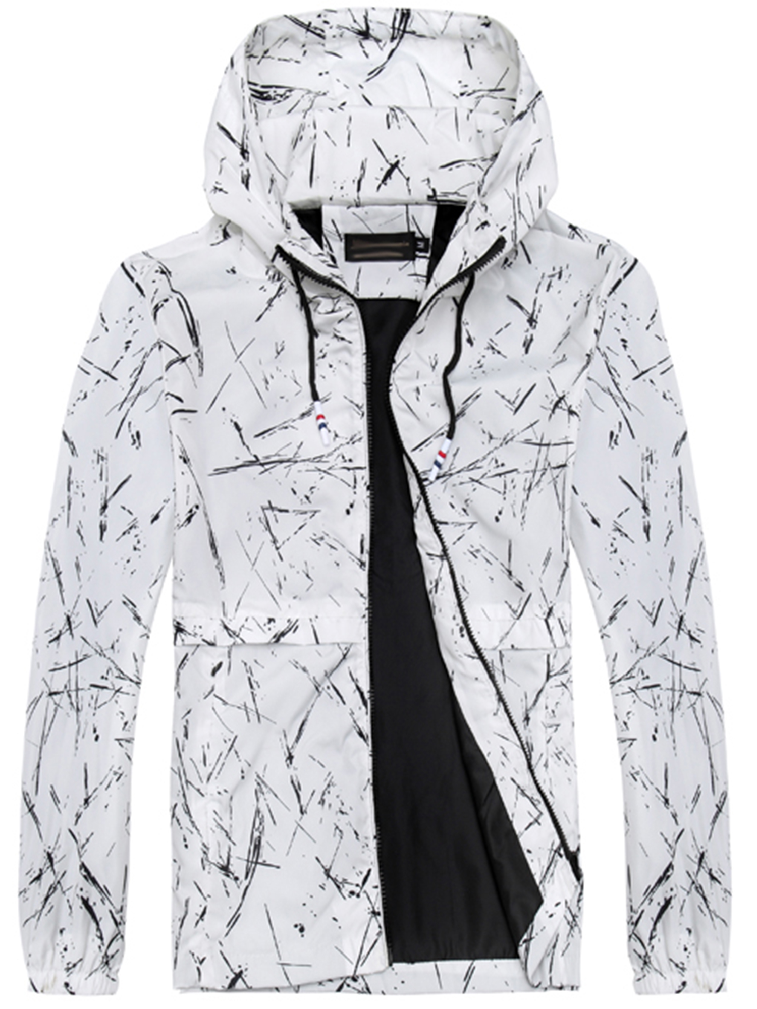 UKAP Men Hoodies Anorak Coat Jacket Zip Front Pocket Windbreaker Outdoor Sports Outwear Drawstring Up to Size 6XL Overcoat - image 1 of 3