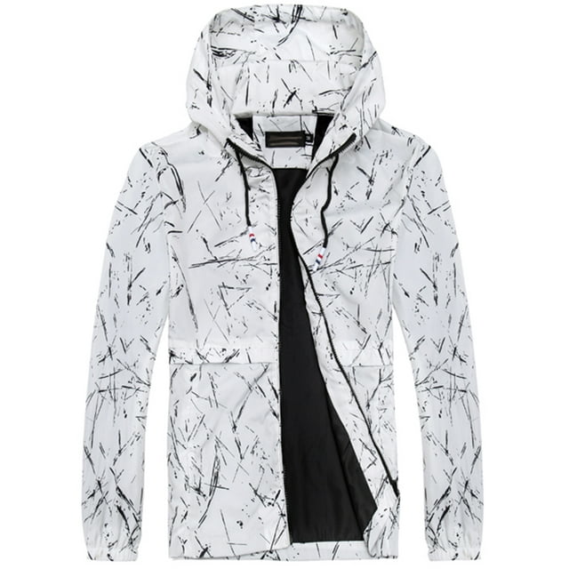 UKAP Men Hoodies Anorak Coat Jacket Zip Front Pocket Windbreaker Outdoor Sports Outwear Drawstring Up to Size 6XL Overcoat