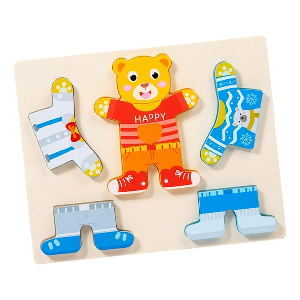Rompecabezas de madera perfke para vestir oso intercambiable Montessori