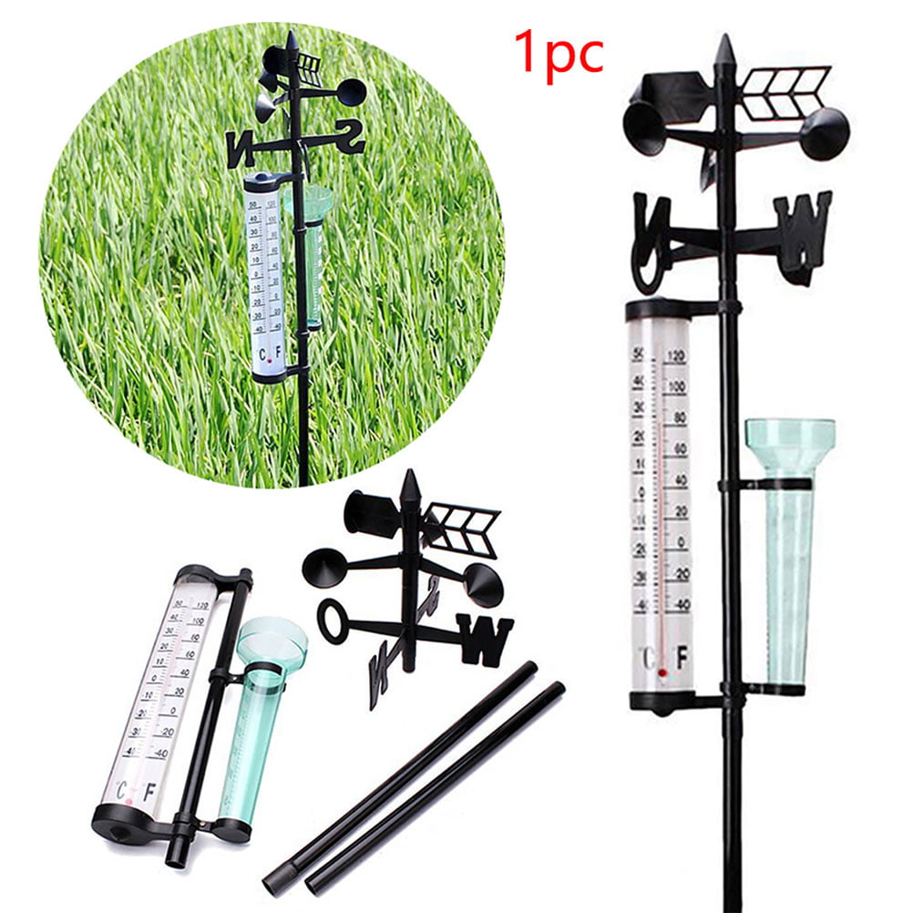 Details about   3 in 1 Weather Station Rain Gauge Thermometer Weather Vane Decorative Weather 