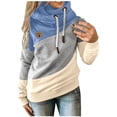 thumbnail image 1 of Sudaderas con capucha para mujer, suéter con cuello vuelto, informal, de manga larga, color block, sudaderas con capucha, suéteres, tops de otoño Ormromra, 1 of 5