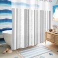 thumbnail image 6 of No Hook Shower Curtain, Modern Minimalist Shower Curtains for Bathroom with See Through Top Window, Gray Vertical Stripes Pattern Waterproof & Washable Bath Curtain Standard 72"x72", 6 of 9
