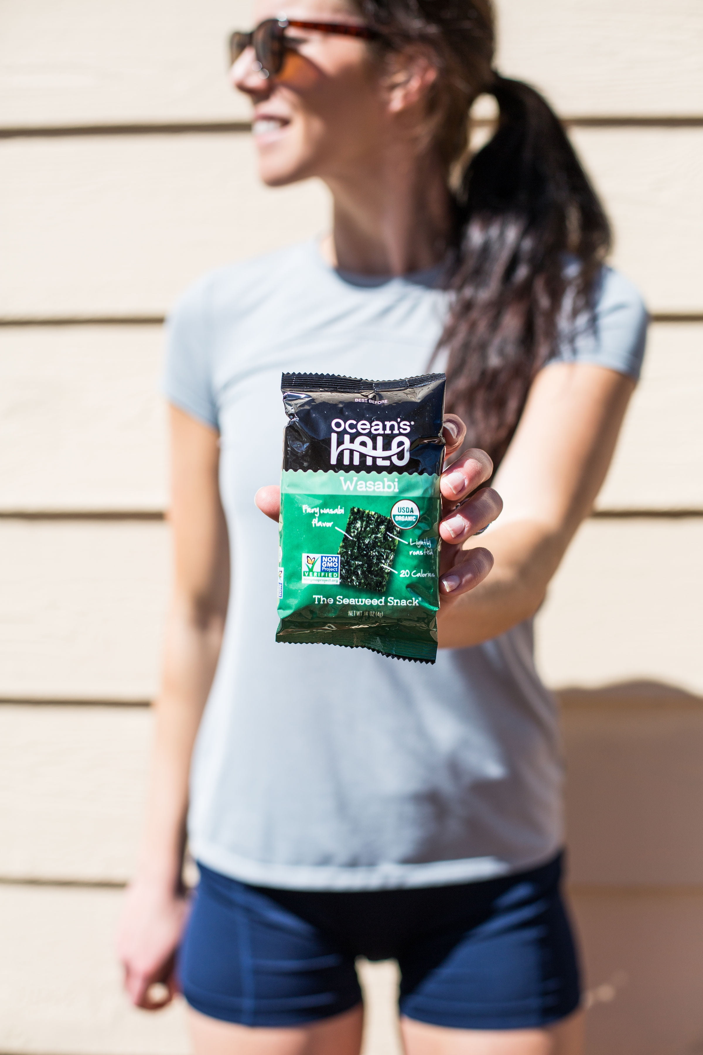 (6 pack) Ocean's Halo Organic Wasabi Seaweed Nori Snack, .14 oz.