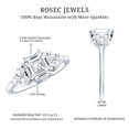 thumbnail image 5 of Rosec Jewels Moissanite Engagement Ring 3 Carat - D-VS1 Quality Certified - Designer Ring - 8 mm Asscher Cut Ring, 925 Sterling Silver, US 4.00, 5 of 8