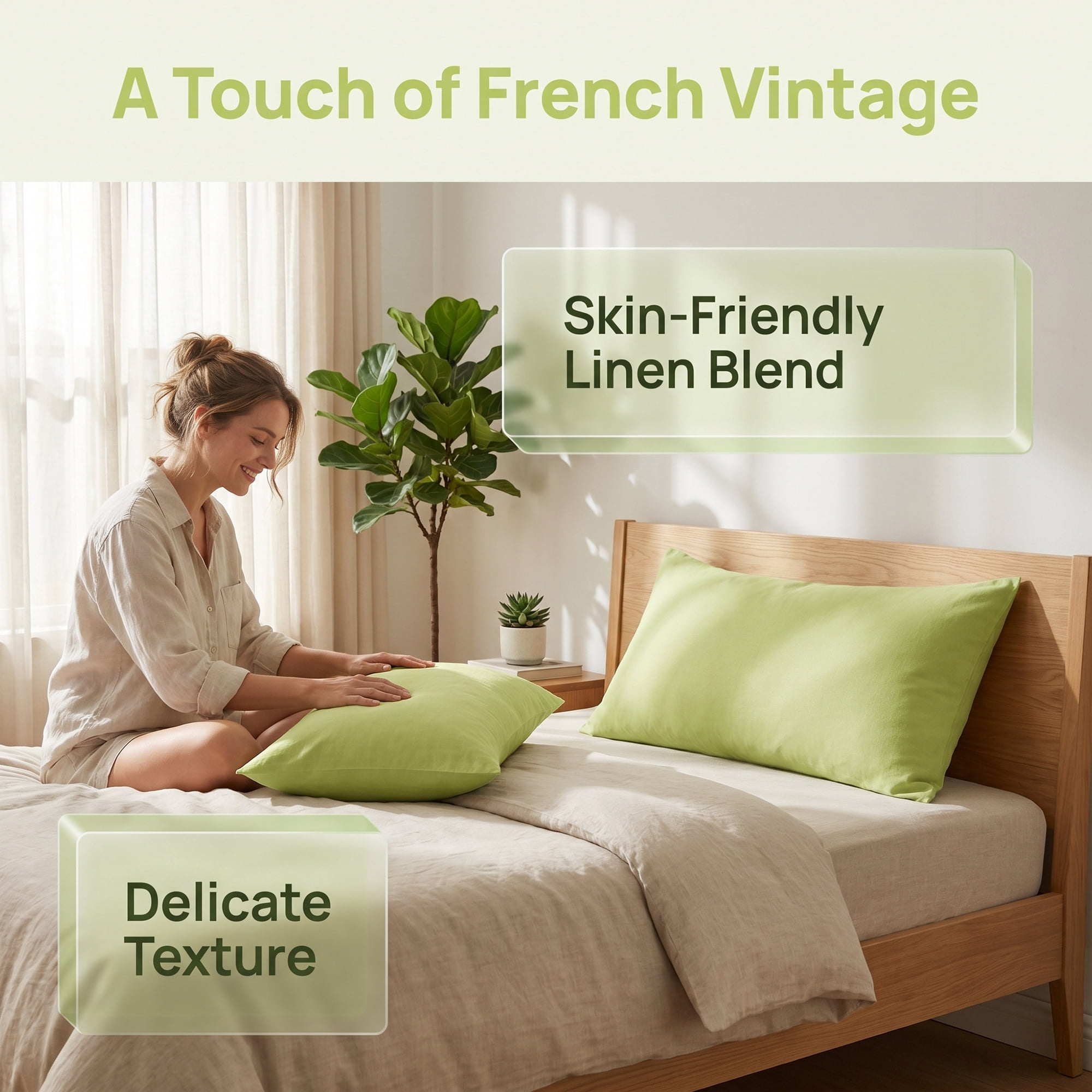 Unique Bargains 2 Pack Cotton Pillowcase Envelope Closure Bedding Green - Dark green