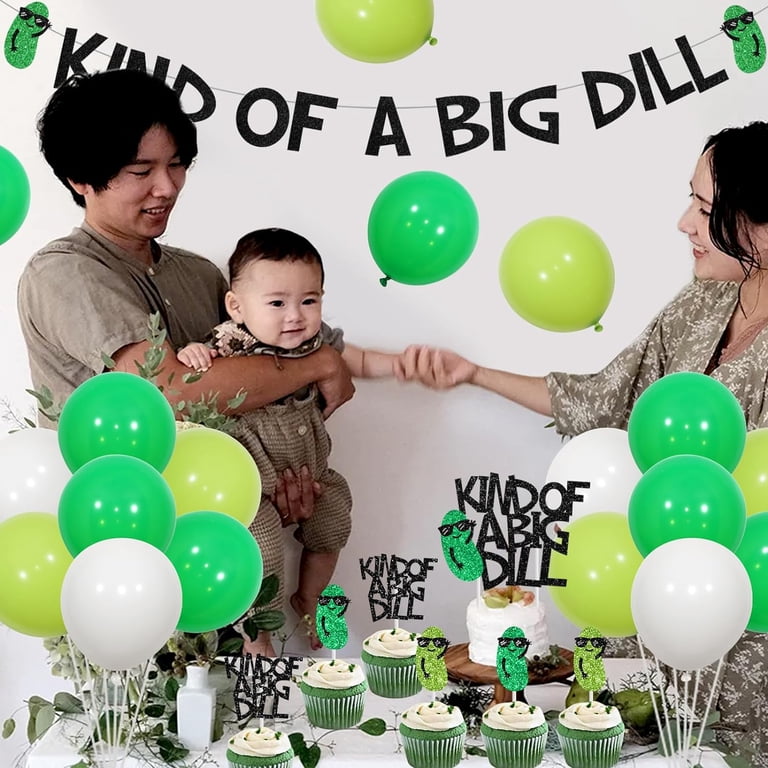 "25 Is Kind Of A Big Dill" Cake Topper - Funny Pickle Glitter 25th Birthday Decor For Cakes