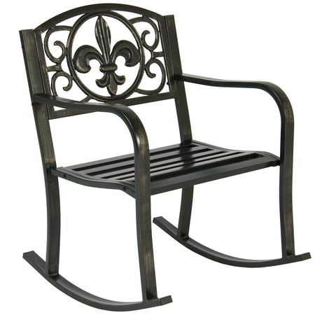 Patio Metal Rocking Chair Porch Seat Deck Outdoor Backyard Glider (Best Deck Furniture Deals)
