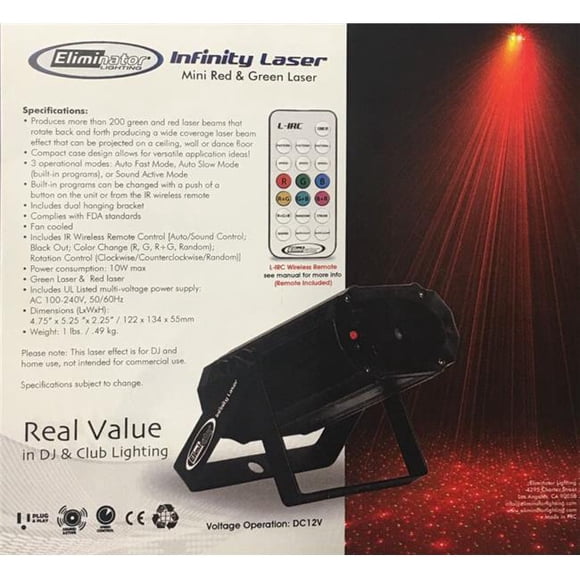 Eliminator Lighting Infinity Laser Red & Green Laser Effect with Multiple Sky Beams