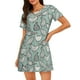 thumbnail image 1 of Fotbe Hand Drawn Chickens Bata de Dormir para Mujer con Estampado, Camisón de Algodón de Manga Corta, Ropa de Dormir Casual, 1 of 6