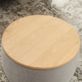 thumbnail image 5 of GZXS 25.5-Inch Storage Ottoman with Lid, Modern Linen Fabric Round Upholstered Footstool or Side Table, for Bedroom, Living Room, Home Office, Light Gray, 5 of 10