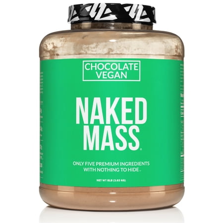 Naked Mass - Chocolate Vegan Weight Gainer - 8lb Bulk  GMO Free  Gluten Free  Soy Free & Dairy Free. No Artificial Ingredients - 1 280 Calories - 11 Servings