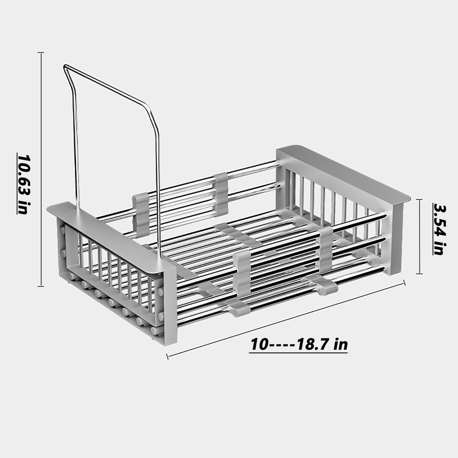Arainy Large Telescopic Drain Rack Roll Up Dishes Drying Rack Expandable Kitchen Sink Rack Over The Sink Dish Drying Rack SUS304 Stainless Steel