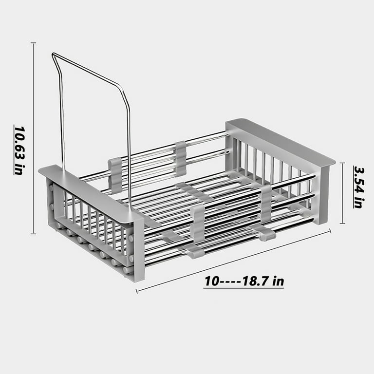 Stainless Steel Adjustable Telescopic Kitchen Over Sink Dish Drying Rack  Insert Storage Organizer Fruit Vegetable Tray Drainer Alilang. –