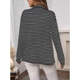 thumbnail image 6 of Womens Button Down Shirts Striped Classic Long Sleeve Collared Office Work Blouses Tops with Pocket Black XL, 6 of 7
