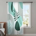 thumbnail image 4 of Boho Geometric Sheer Curtains 72 Inches Long, Aqua Ethnic Abstract Stripes Leaves Light Filering Curtains, Breathable Simi Curtain Privacy Drapes for Living Room Bedroom Lightweight Window Treatment, 4 of 9
