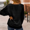 thumbnail image 3 of Blusa de Manga Larga Cuello Redondo Ajuste Suelto Suave Transpirable Color Puro Mujer Top Casual para la Fecha de Trabajo Compras Negro XL, 3 of 5
