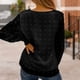 thumbnail image 3 of Manga larga blusa redonda Masajeadores de cuello Loose fit suave transpirable color puro mujeres casual Top para el trabajo fecha compras, 3 of 5