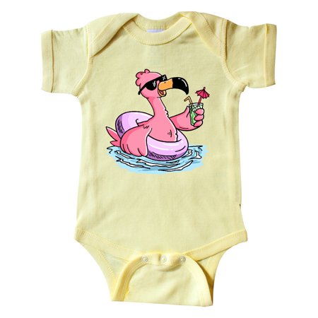 

Inktastic Flamingo with Sunglasses Pool Float and Drink Gift Baby Boy or Baby Girl Bodysuit