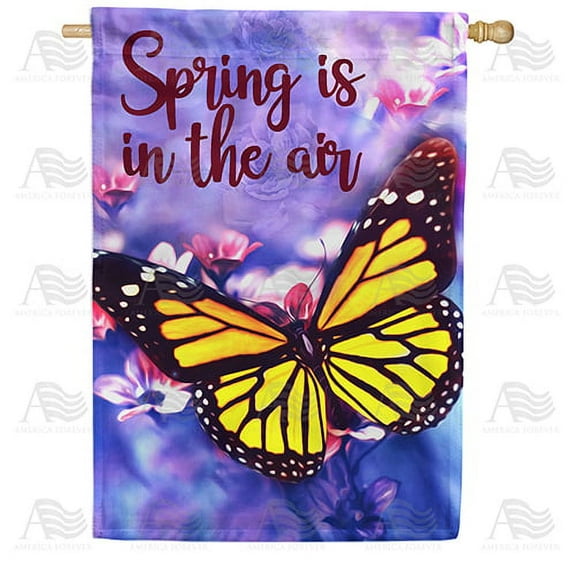 America Forever Spring is in the Air House Flag 28 x 40 inches Double Sided Colorful, Summer Flower, Monarch Butterfly - Seasonal Yard Lawn Outdoor Decorative Spring House Flag