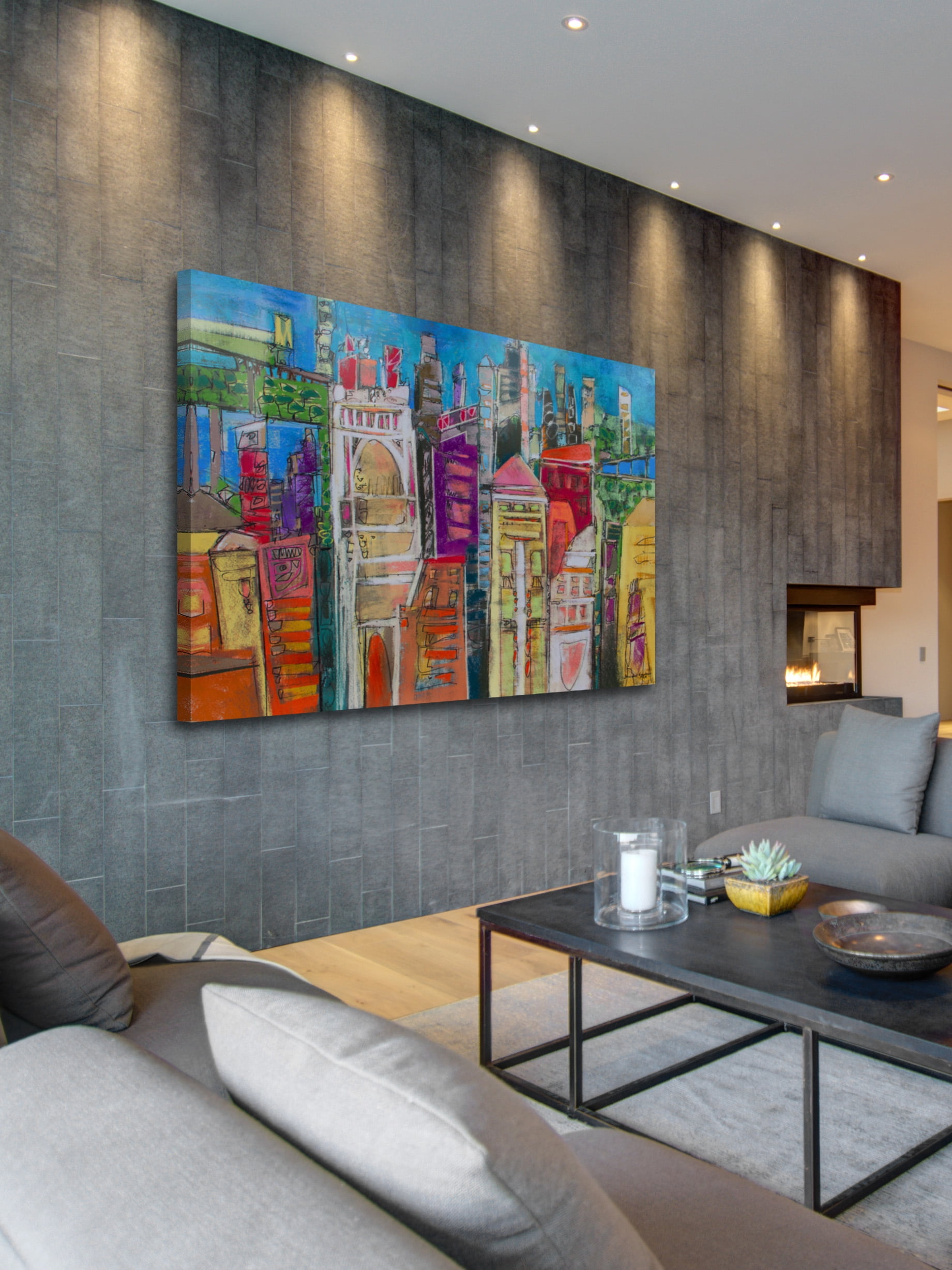 "City Skyline 6" Painting Print on Wrapped Canvas