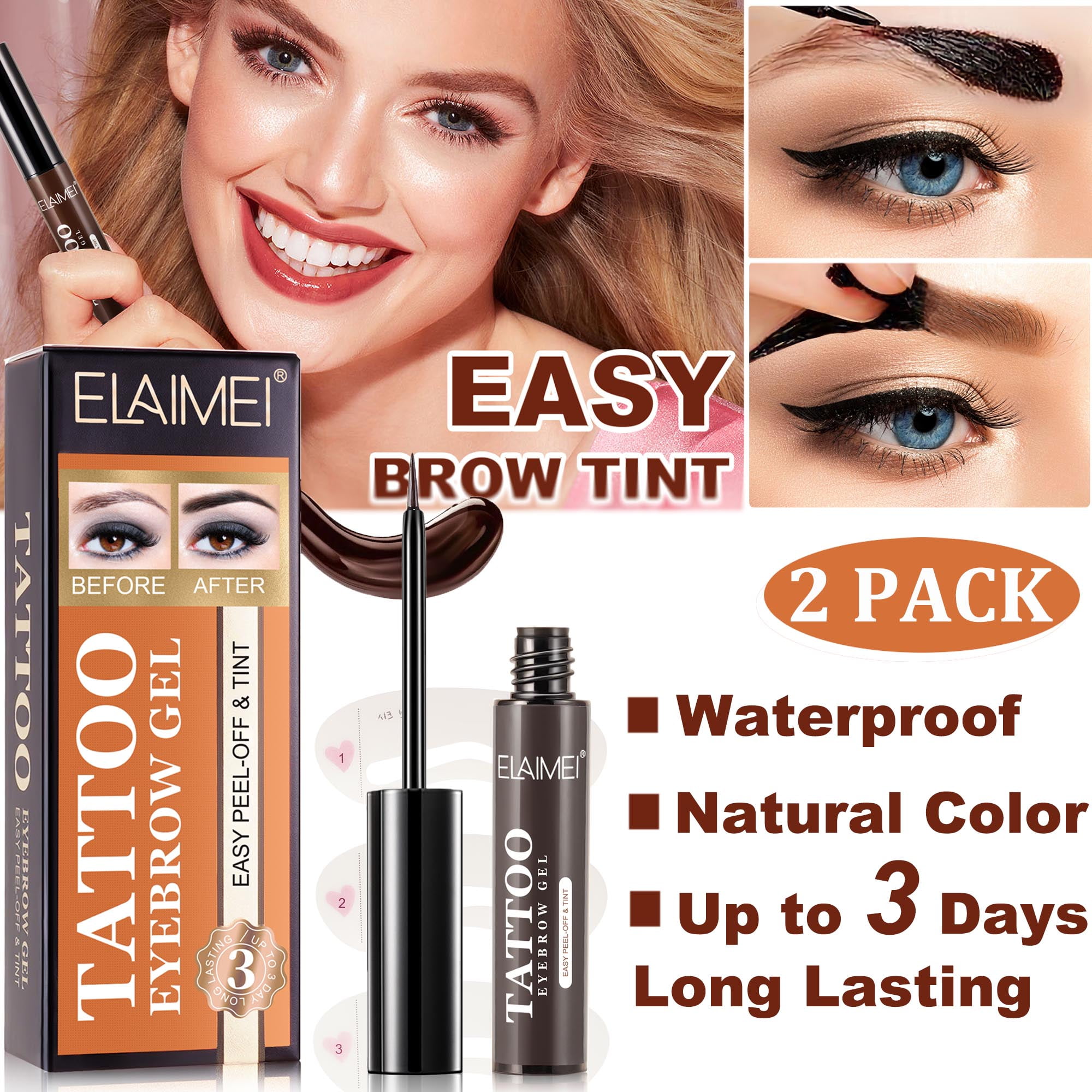 Elaimei Tattoo Eyebrow Gel Gray,Semi Permanent Eyebrow Make Up
