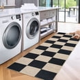 thumbnail image 4 of FairOnly 2'x6'Checkered Modern Geometric Machine Washable Runner Rug for Kitchen Hallway Non Slip Ultra Thin Rug for Laundry,Black Camel, 4 of 7