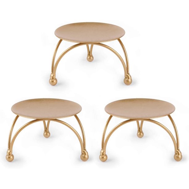 Juego de 3 portavelas, plato de vela de pilar de hierro, portavelas decorativo pequeño, portavelas para velas LED y de cera, soporte de vela de pedestal para mesas, bodas Namotu CZJJ-HQ128-2