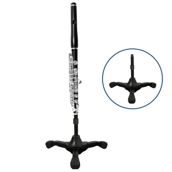 GOOHOCHY Portable Flute Stand Bracket Clarinet Stand Folding Tripod Holder Stand (Black)