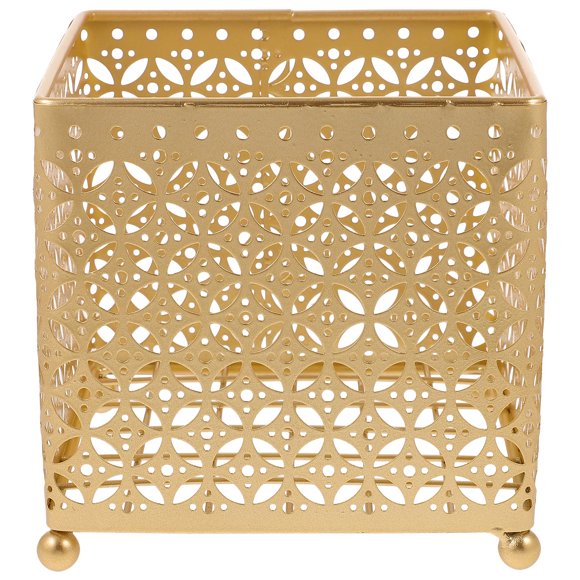 BRIGHTFUFU Cesta de almacenamiento de metal para escritorio, organizador de maquillaje, cesta decorativa para cosméticos, organizador de mesa