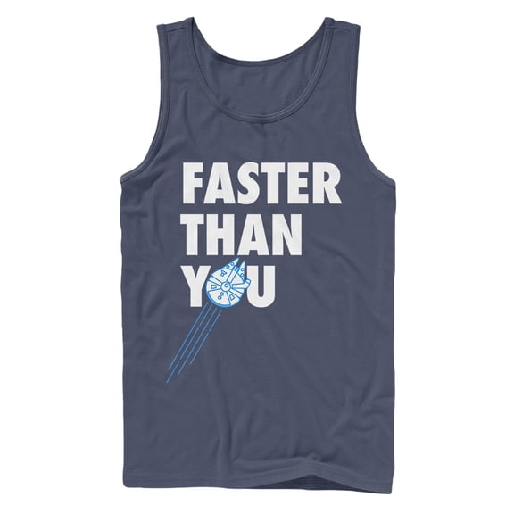 Men's Star Wars Faster Than You Millennium Falcon  Tank Top Navy Blue Large