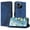 Blue, variant on Wallet Case for Tecno Spark Go 2025 with Card Holder, Cash Pocket, Kickstand, Magnetic Clasp & Wrist Strap, Geometric Texture Folio Cover Brown