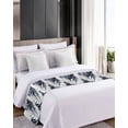 thumbnail image 4 of Xipuska Vintage Navy Blue Botanical Bed Runners for King Size Bed, Decorative Bed Throws for Foot of Bed, Modernism Tropical Leaves Bed Runner Sofa Throw Bedding Scarf Protector Slipcover for Bedroom, 4 of 6