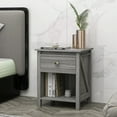 thumbnail image 2 of HOMCOM Table de Chevet avec Tiroir et Étagère pour Chambre Gris, 2 of 10